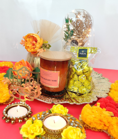 Diwali Gift Hampers with Silver Tray